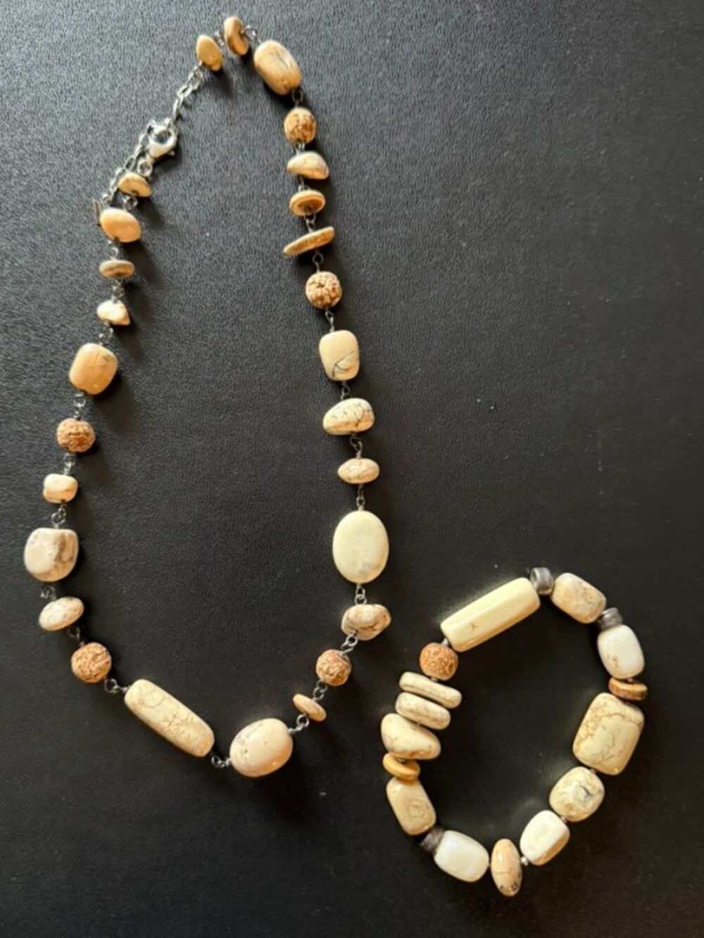 Silpada Neutral-Toned Multi-Stone Beaded Necklace and Bracelet SET